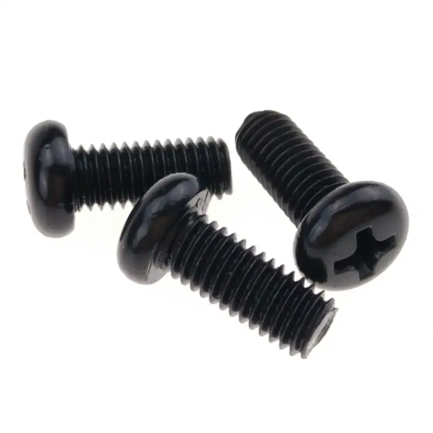 
Pan Head Machine Screws M5 Black Galvanized Steel Flat Point 