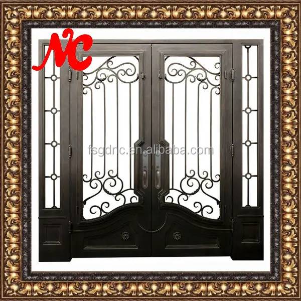 Стеклянные вставки из кованого железа для современной входной двери