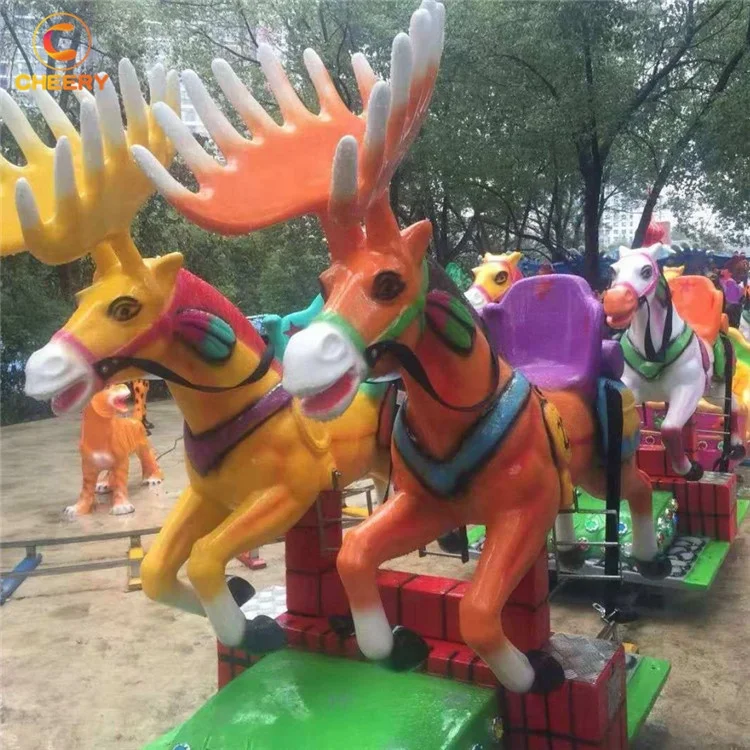 Factory Sale Kids Amusement Park Equipment 12 Seats Track Train Running Horses With Track
