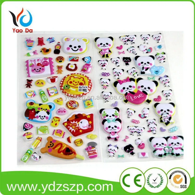 hot sale custom printed pvc sticker self adhesive kids decorative cartoon puffy sticker
