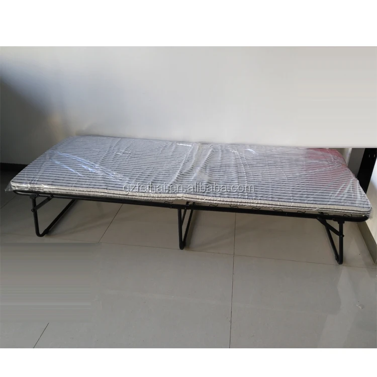 Spring mesh back board folding bed  with sponge mattress
