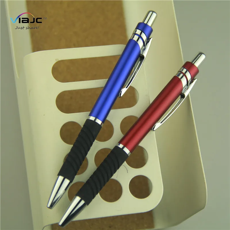 Custom Logo Metallic color Ball Pen with Colored Rubber Gripper