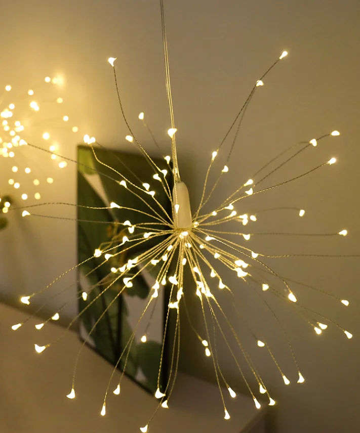 120 Led Firework Lights Dimmable Waterproof Hanging 8 Modes Christmas 6V Fairy Light Fireworks Starburst Lights