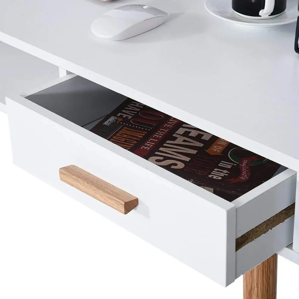
custom cheap laminated modern white Wood Long furniture home Office table wooden Desk with Oak Leg 