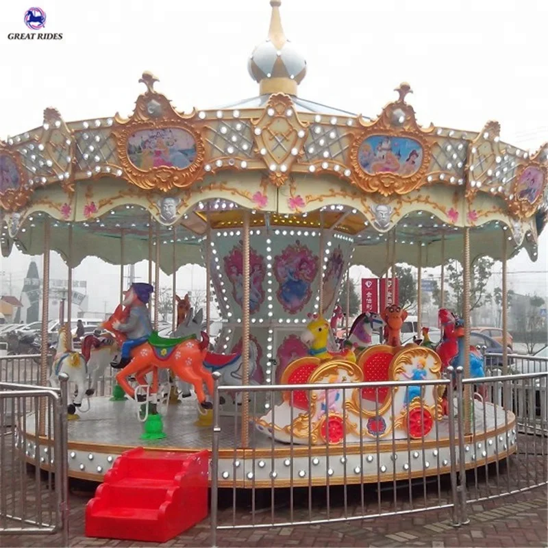 Attractions christmas decoration fairground rides 16 seats merry go round miniature carousel for sale