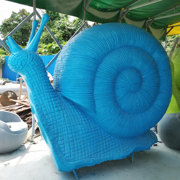 high quality giant green and blue snail fiberglass cartoon statue for sale
