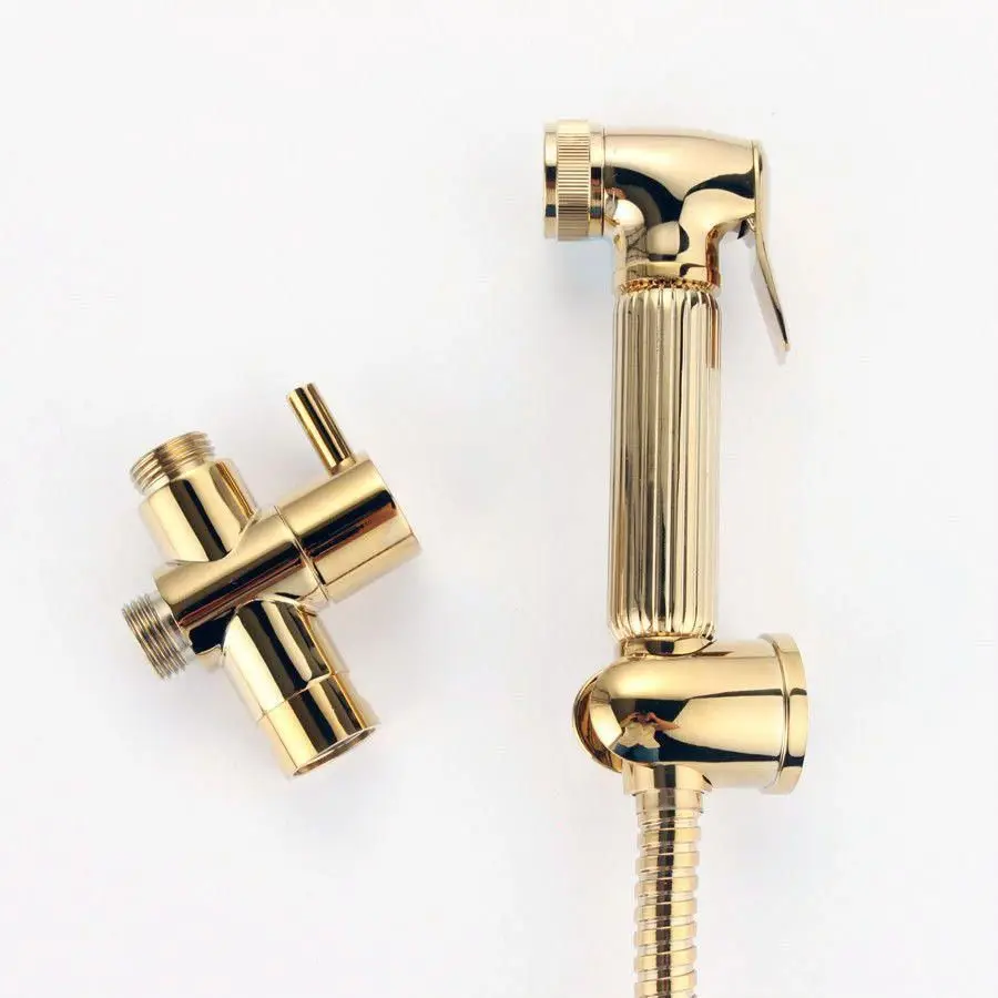 Brass Luxury  Bright Golden Portable Shattaf Bidet Sprayer