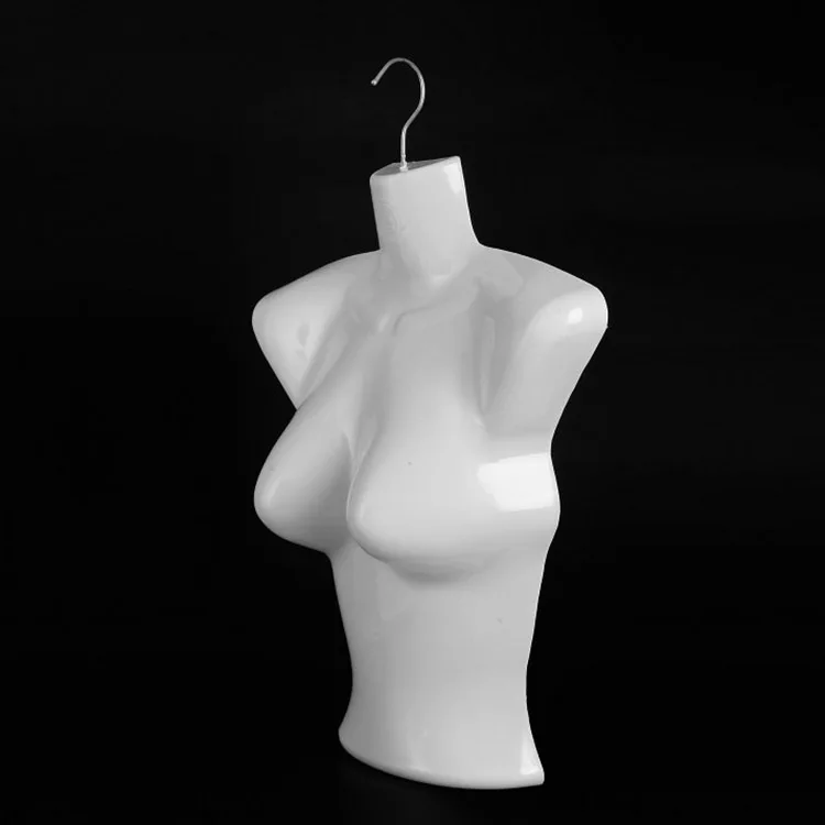 XINJI Wholesale Fashionable Female Plastic Half Body Form Mannequin Black With Metal Hook