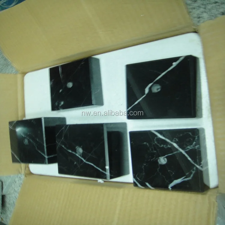 POLISHED Stone arts and crafts black marble Nero Margiua trophy base coral marble and black zebra H50*W100*D100MM