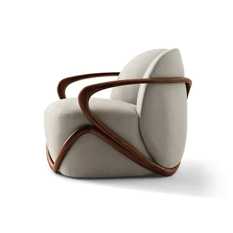 Italy Milan latest design  armchair in walnut wood covered with leather or fabric