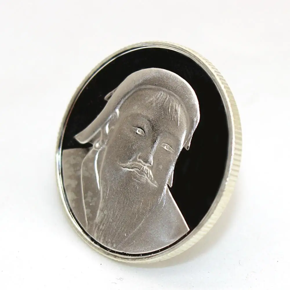 
Custom Made High Quality 999 Pure Silver Mint Coin With Genghis Khan Portrait 