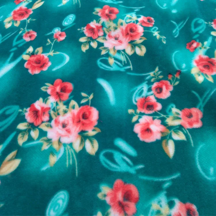 
New design baby velvet fabric with soft and smooth handy feeling with quietly elegant flower pattern for blanket upholstery 