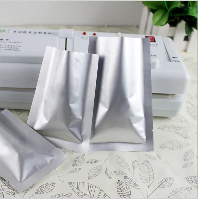 Custom Resealable Heat Seal Aluminum Foil 3 Sides Sealing Packing Vacuum Bags With Tear
