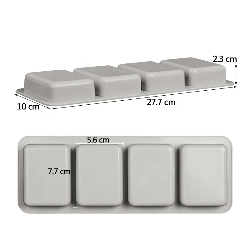 High quality 4 Cavity square silicone soap mold
