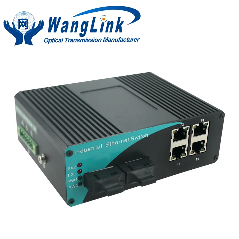 Industrial ethernet switch 4 порта RJ45 gigabit media converter