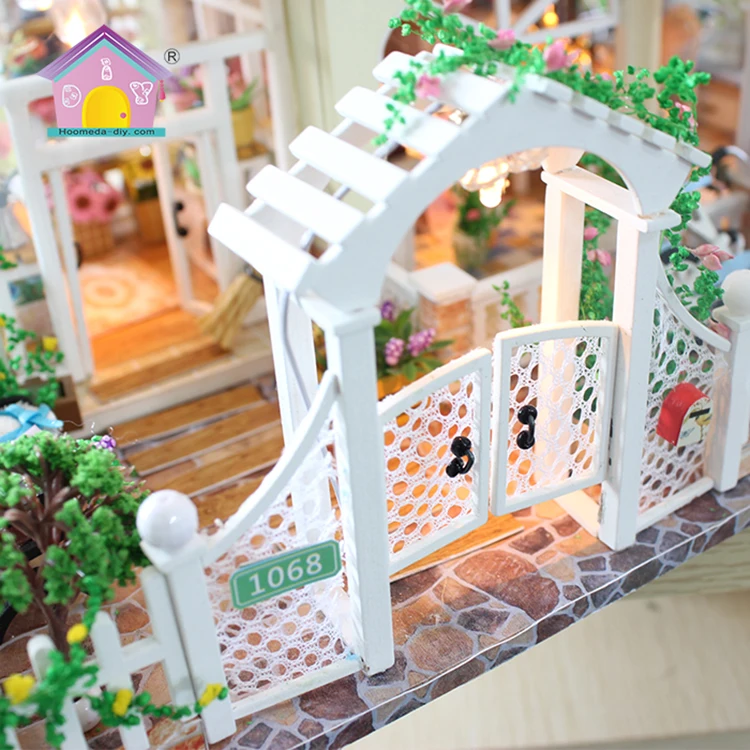 Gift Items Miniature Models Doll House Wooden Diy Birthday Gift Crafts Miniature Dollhouse Wooden With Led For Kids
