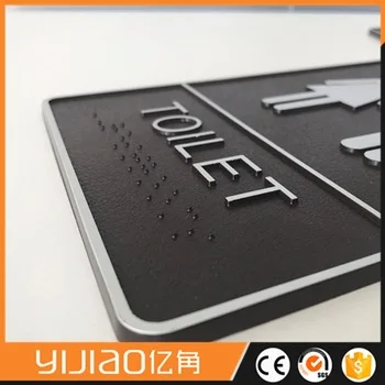 Stainless Steel and Acrylic Restroom Sign Plate with Braille Door Plates Yj-toilet Sign Hotel Carton Case CN;JIA Modern YIJIAO