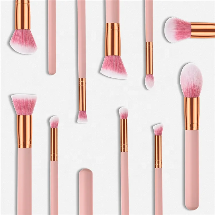 Pink 10 Pcs Makeup Brushes Natural Hair Professional Makeup Brush Set Stock Private Label