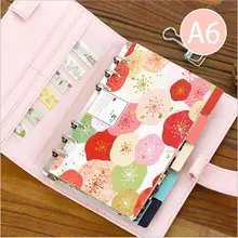 5Pcs/Lot Pink Froral Flowers A6 Classified Index Page Loose-leaf Notebook Slip sheet paper Bookmark Office Binding Supply