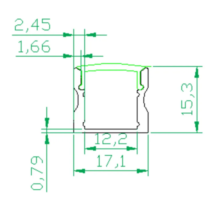 17*15 мм светодиодный свет профиля поверхностного монтажа светодиодный алюминиевый профиль канала для баров привело