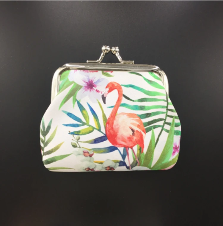 
Wholesale Fashion PU Logo Printed Flamingo Mini Coin Purse 