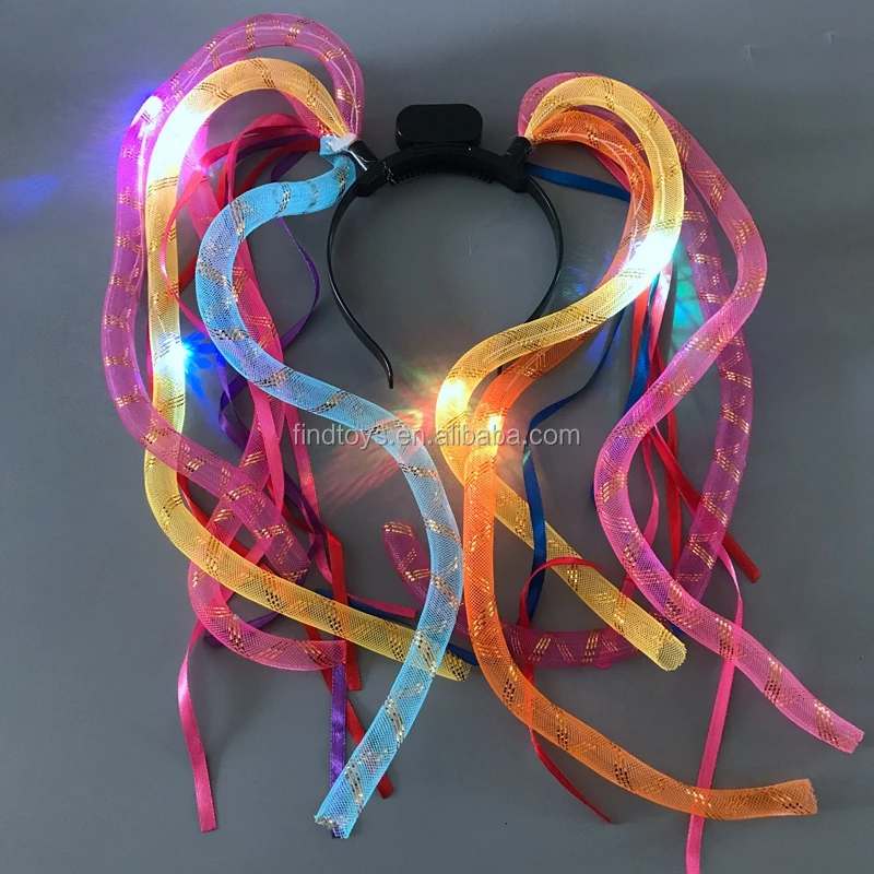 Findtoys led noodle headband glow in the dark hairhoop for Mardi Gras party supply