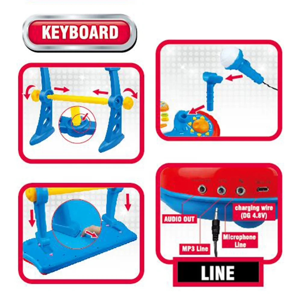 Children multifunctional musical instrument with microphone and MP3 wire electric piano toy kids.