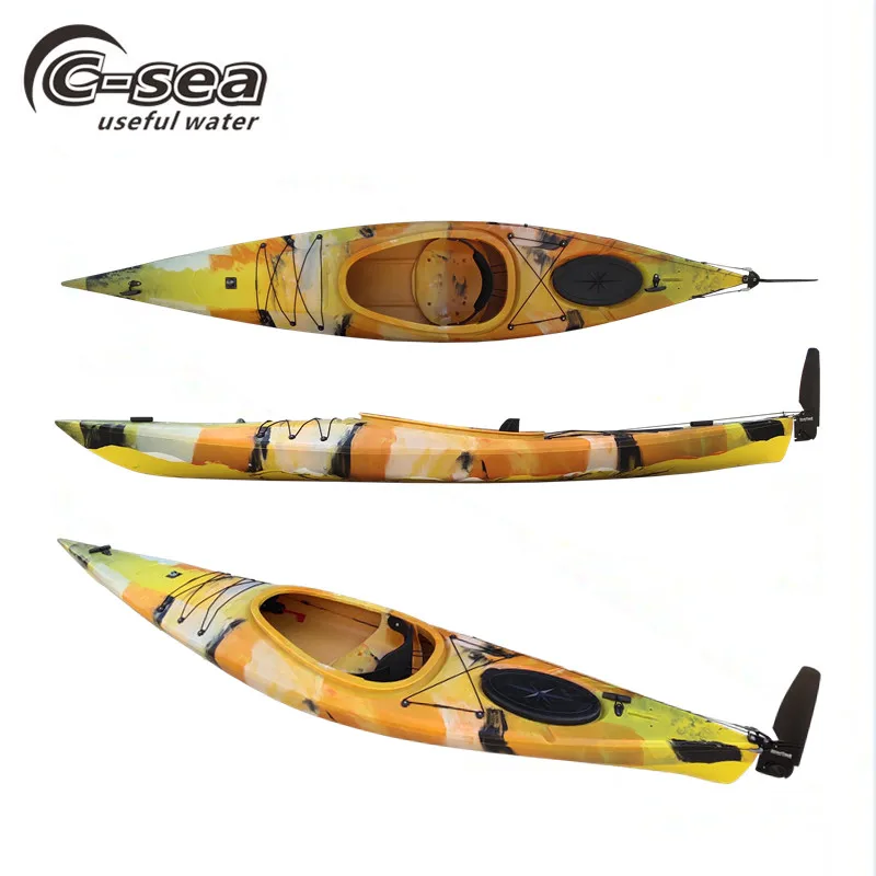 3 слоя Одиночная морская пластиковая океанская байдарка с руль для арендного бизнеса