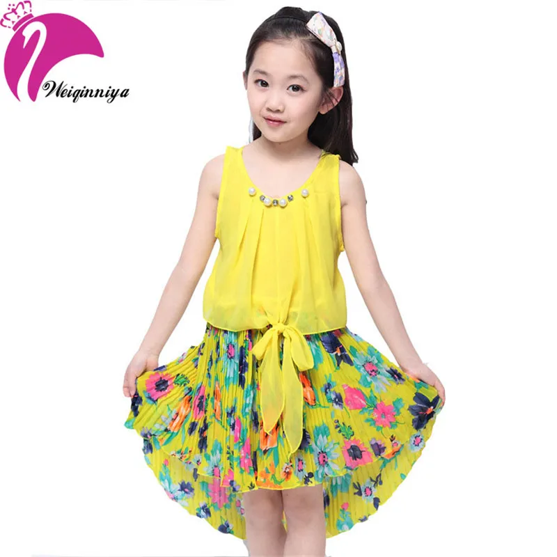 New Brand Cool 2016 Girl Dress Summer Chiffon Sleeveless Flower Girl Dresses Mermaid Vestido Infantil Kids