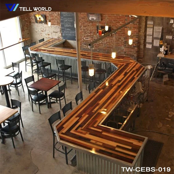 customized S shape acrylic solid surface wine counter  bar counter special bar counter for Pup