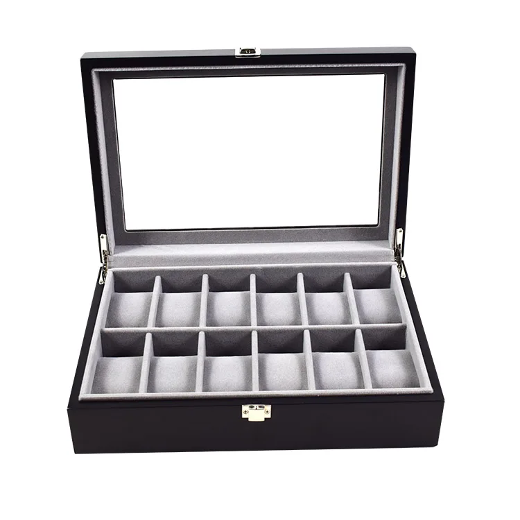 Luxury lacquer 12 slots watch display for men high quality watch storage box