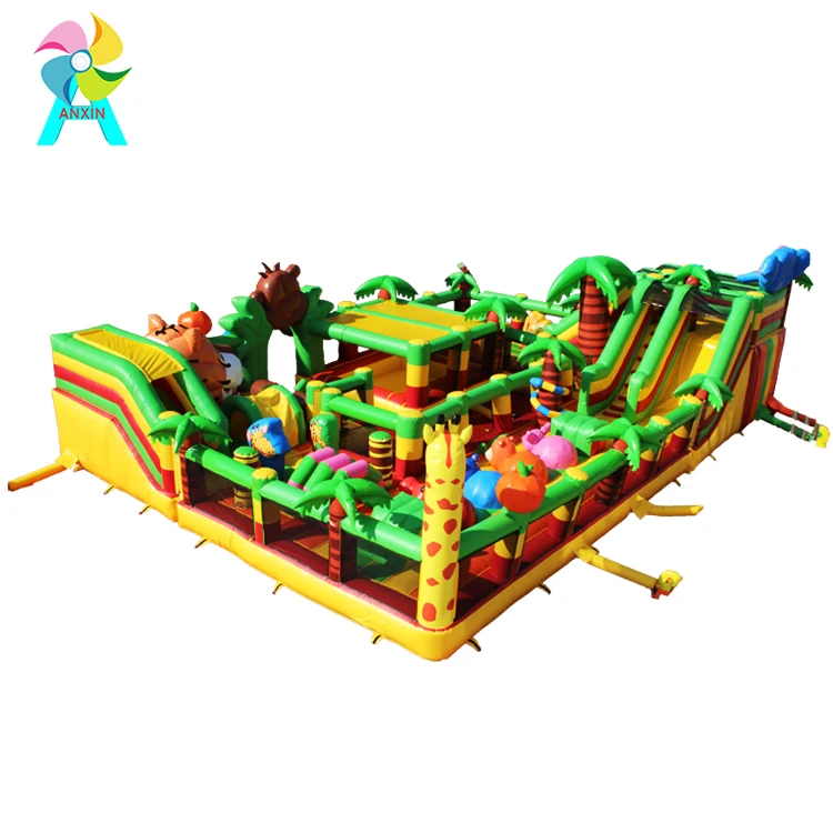 inflatable fun city Forest Zoo bouncers with tiger monkey and elephant/ inflatable games china