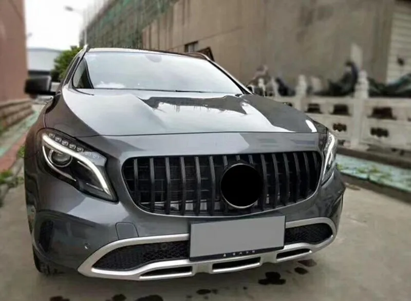 For GLA X156 Mesh Grilles 2017-2018 GLA200 GLA220 GLA260 ABS Material AMG GT Grills Replacement front grille front bumper