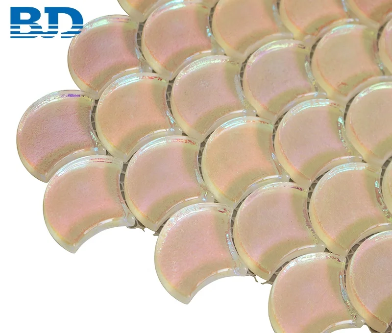 High Quality Iridescent Fish Scale Glass Mosaic Tile