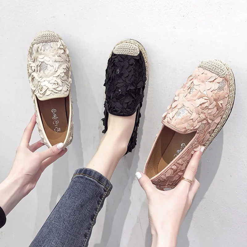 Wholesale fashion espadrilles shoes breathable casual shoes newest women flat shoes
