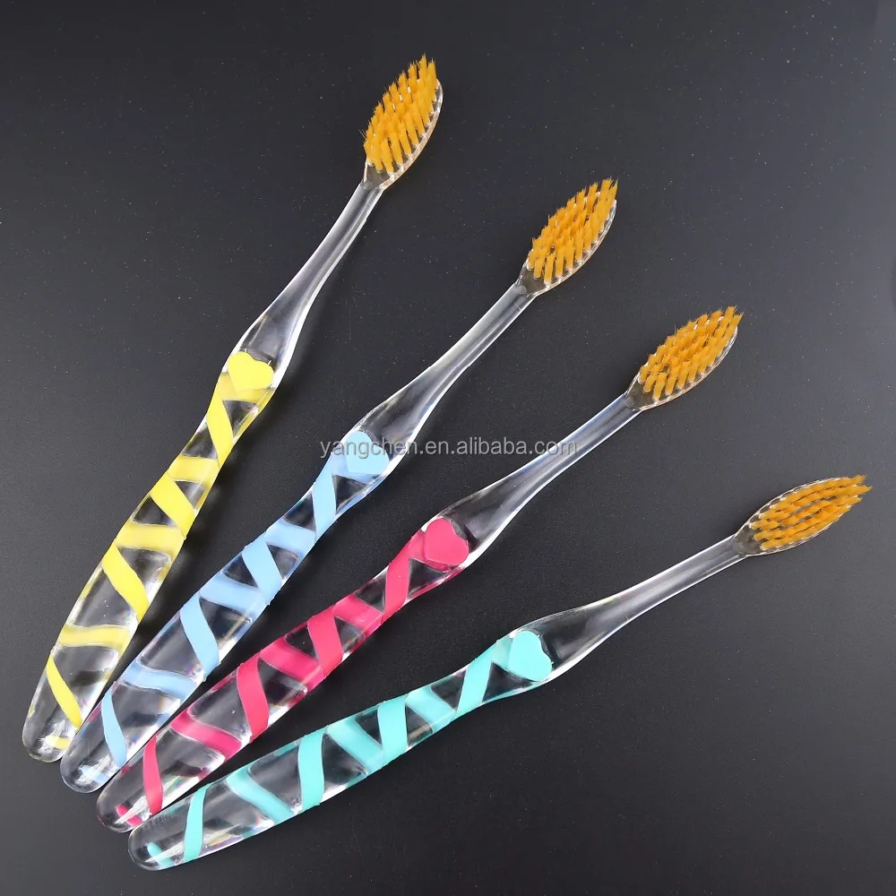 
Transparent PETG Handle Toothbrush with Nano Gold Soft Bristle from Yangchen Factory in Yangzhou China 