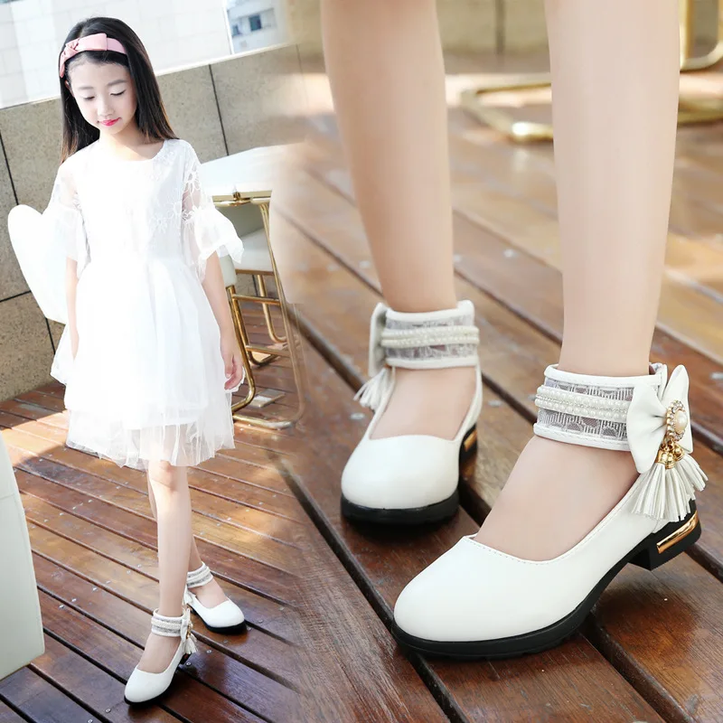 or10886h Spring autumn new model children shoes girls kids little high heel leather shoes