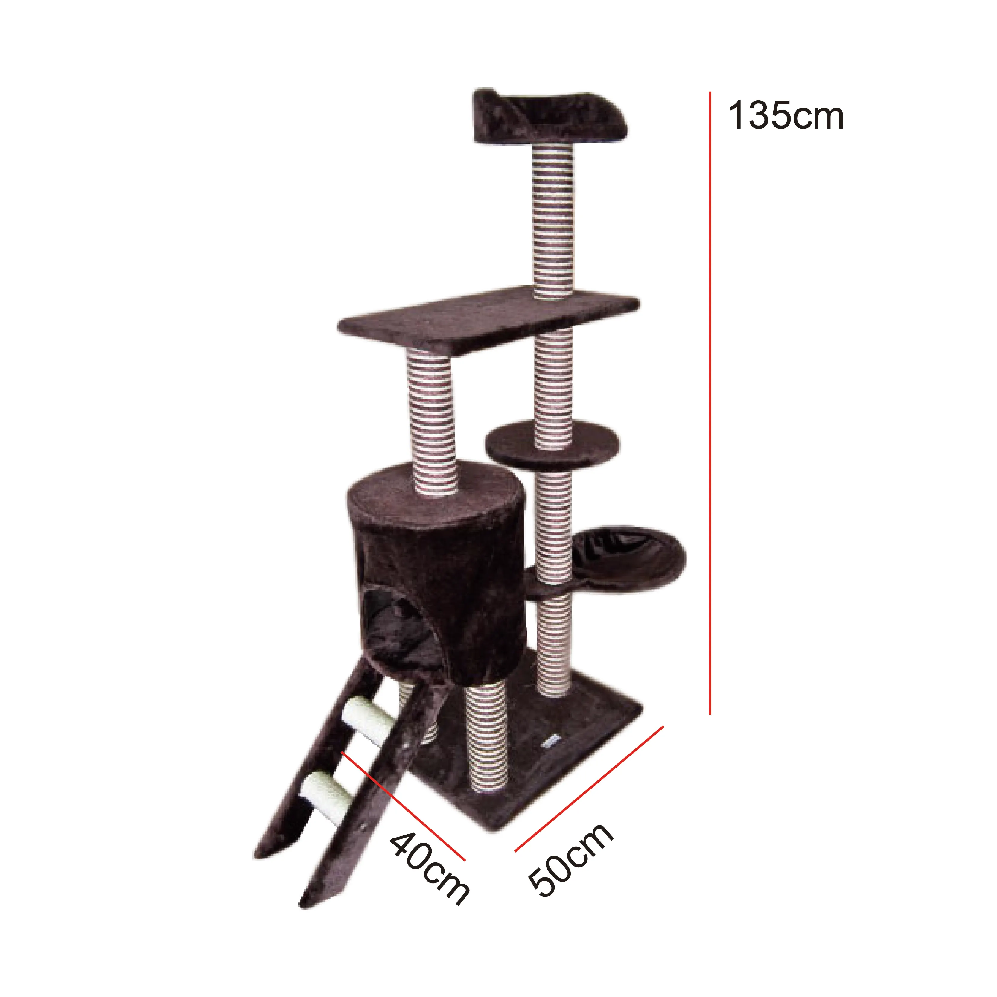 
Brown Muti-layer Cat Tree Castle With Ladder And Scratcher 