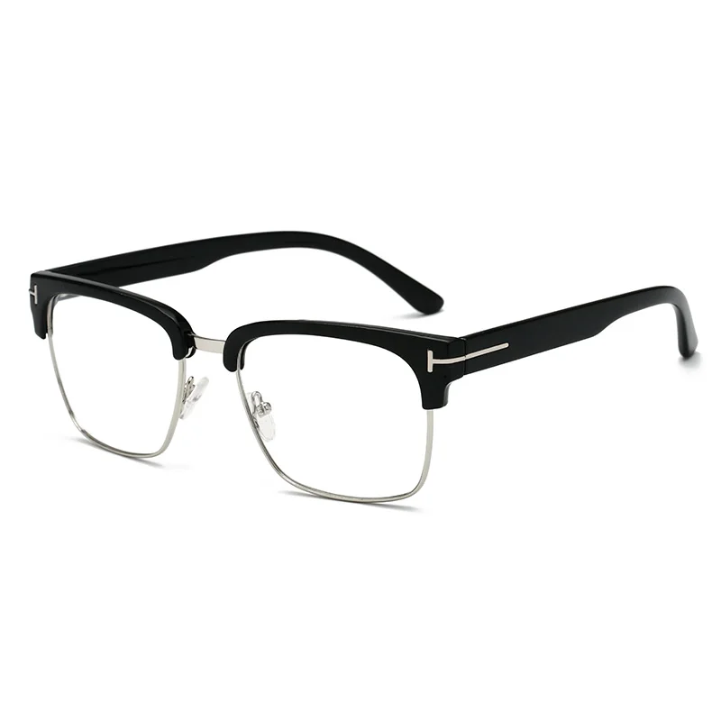 Semi Frame Square Horn Rimmed Eyeglasses Eyewear Frames For Women Men