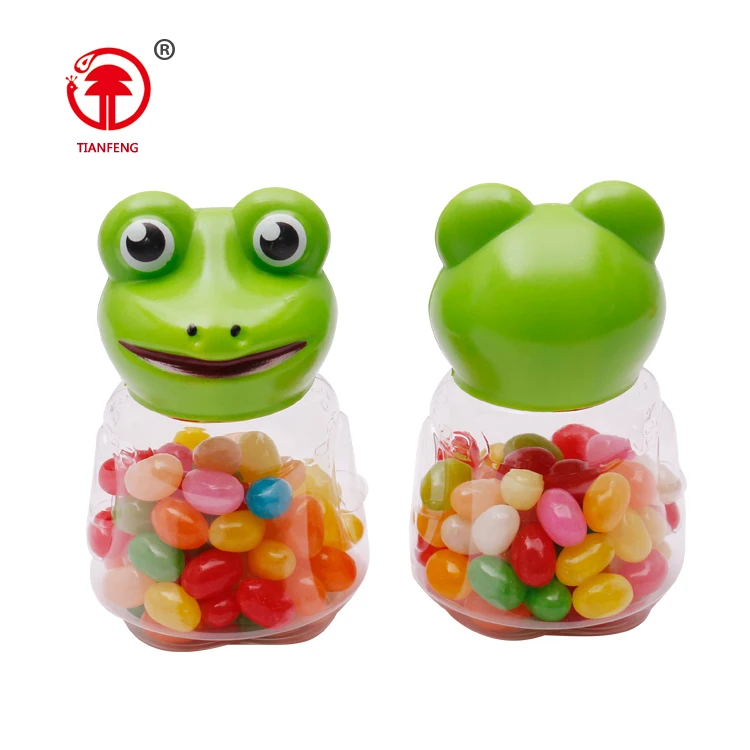 Mixed fruity flavor frog shaped jelly bean low sweet candy bottle halal hot selling mix sweet jelly bean