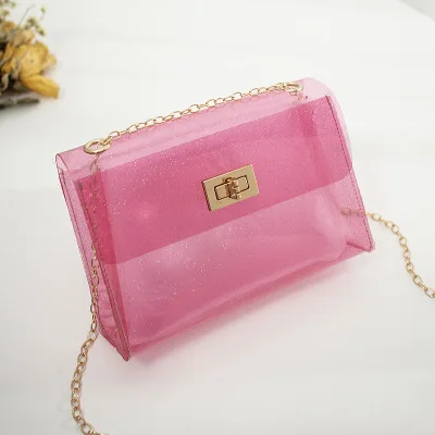 9F146 ladies fashion simple beach mini transparent shoulder chain bags Custom women Jelly crossbody bag