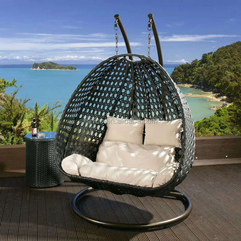 Wicker Double Hanging Chair patio swing wicker chair