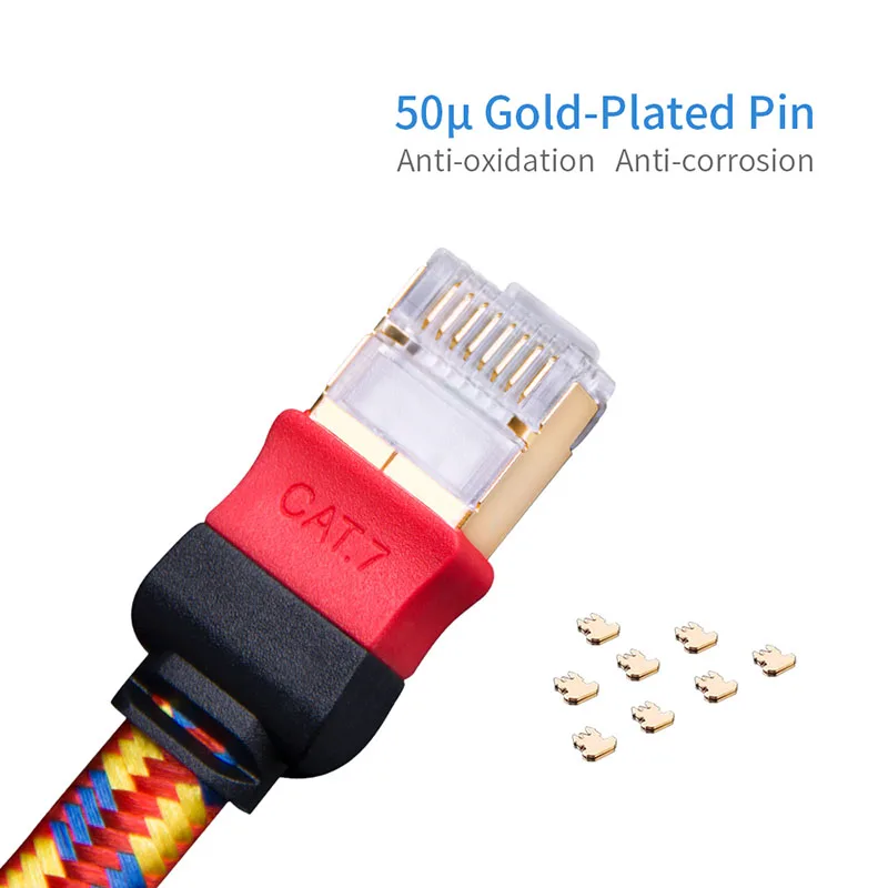 Golden Flat Ethernet Cable RJ45 cat 7 network cable for office network