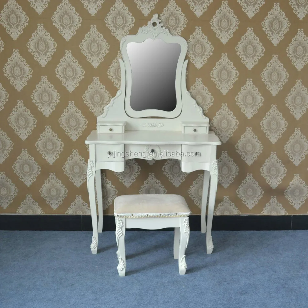 Antique Reproduction French Chic Style Dressing Makeup Vanity Table for Bedroom