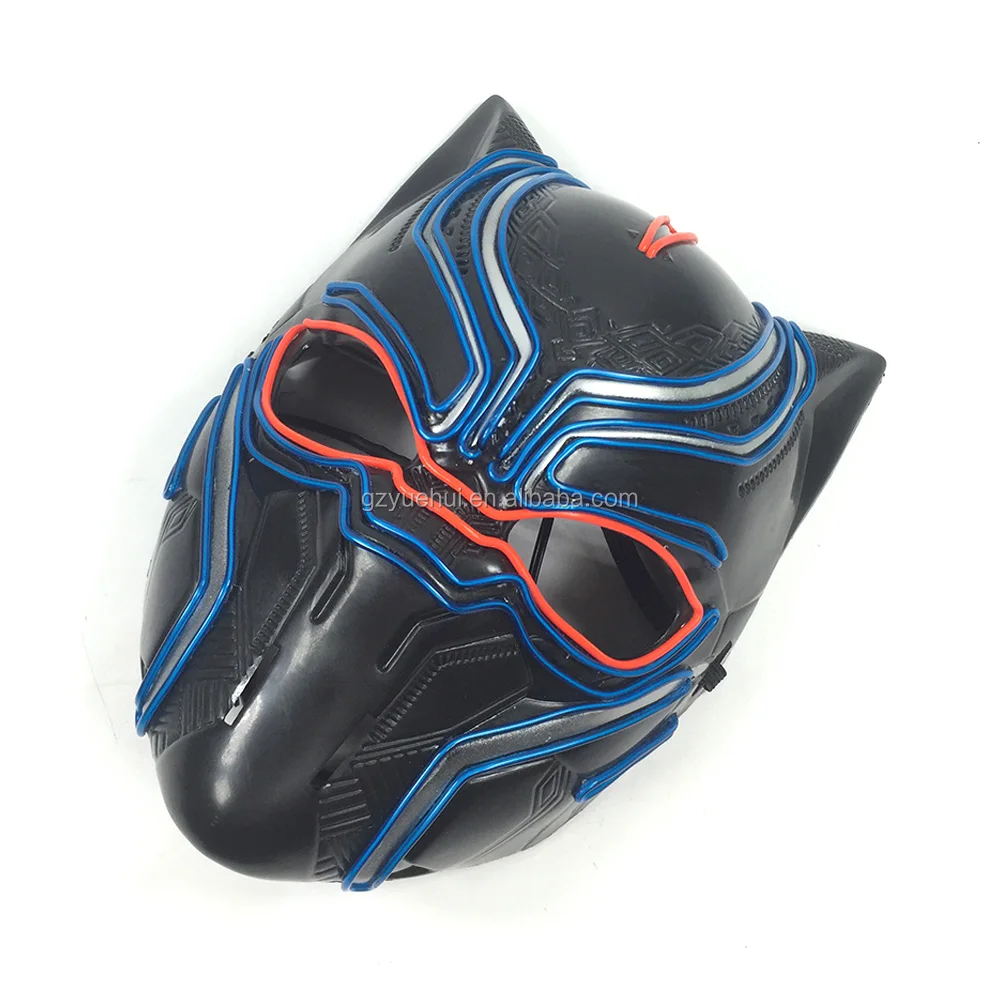 Grand Event Party Supplies EL Cold Light Captain America Figure Mask Light Up Black Panther Design Helmet Mask Holiday Lights