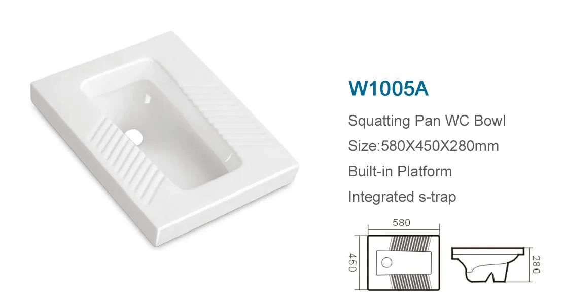 
Good quality Asian squatting toilet ceramic squatting pan wc bowl 