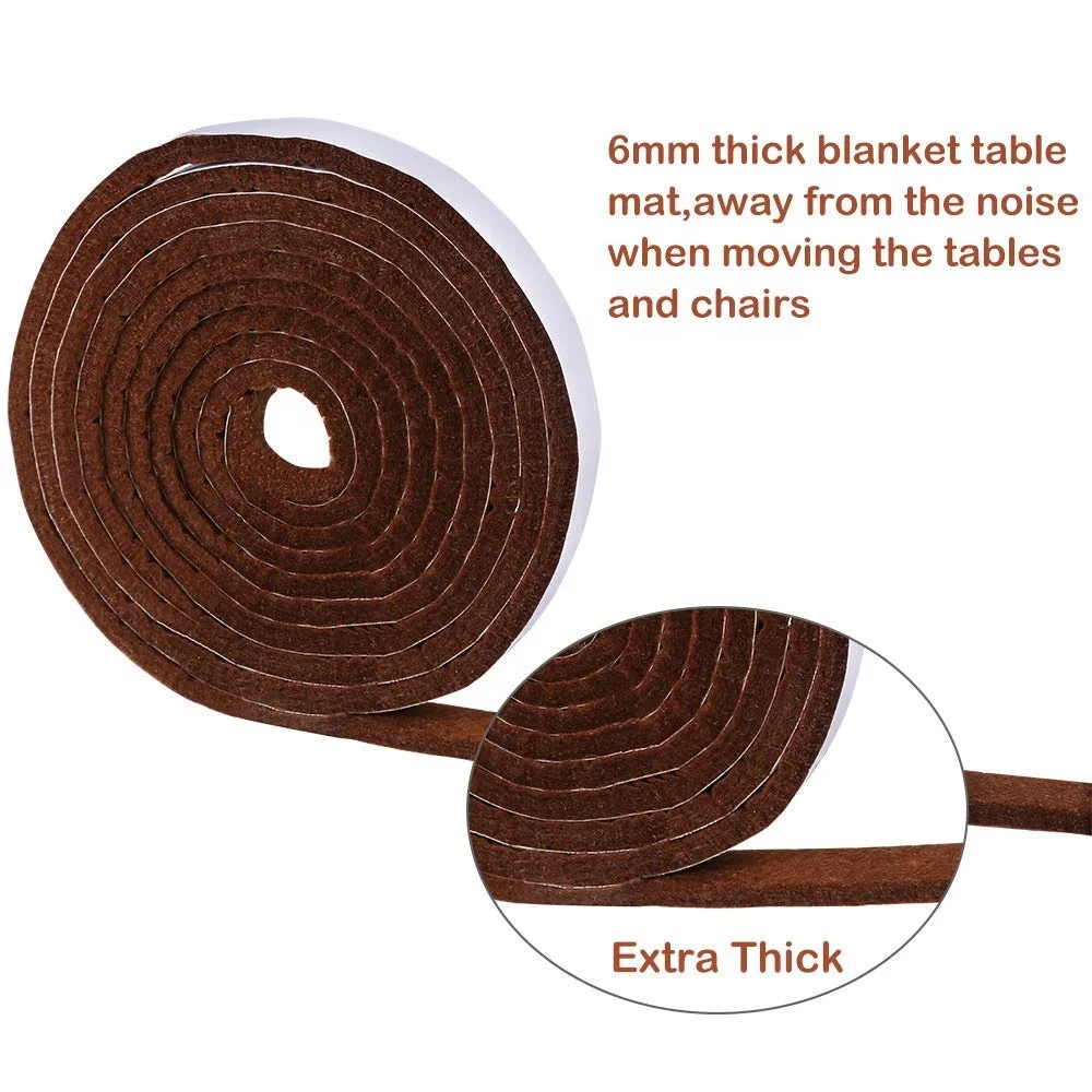 Brown Self Adhesive Felt Tape Felt Furniture Pads Heavy Duty Felt Strip Roll for Protect Furnitures and Hard Surface