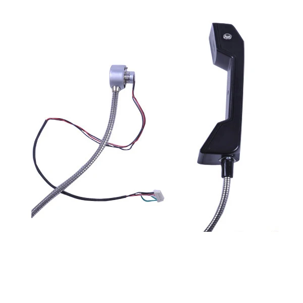 Hospital payphone handset with armoured cord metal tube