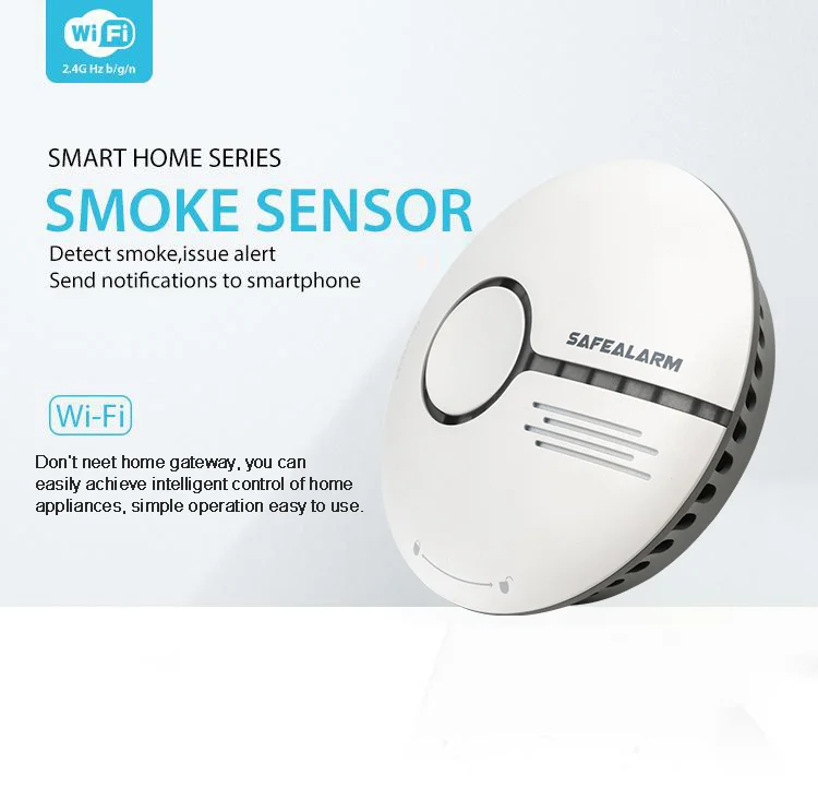 
CE EN14604 10 Years Battery Mini Conventional Standalone/ WiFi Smoke Alarm Detector, Home Security Photoelectric Smoke Alarm 