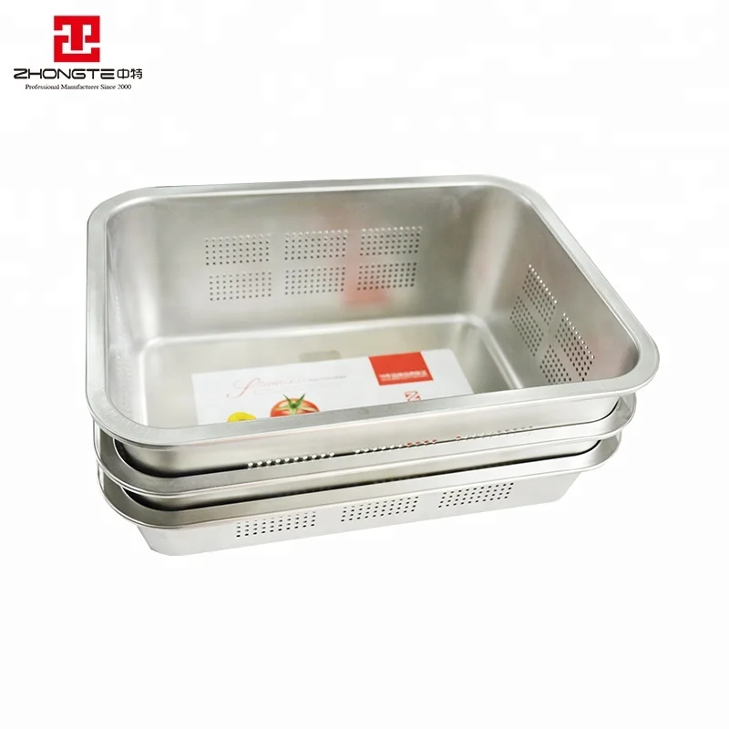 Zhongte Hotel product Stainless steel deep serving tray/baking tray food serving tray/large size square shape plates